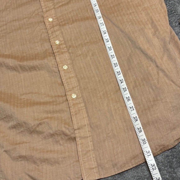Polo Ralph Lauren Men's Long Sleeve Button Down Shirt Tan Peach Sheen Cotton XXL - Picture 6 of 7